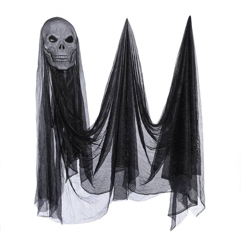Ujjdwiurgh 1 Stück Halloween-Skelett-Geister-Dekorationen zum Aufhängen für Outdoor-/Indoor-Party-Bars, Gruselige Requisiten, Schwarze Halloween-Dekoration Aus Kunststoff von Ujjdwiurgh
