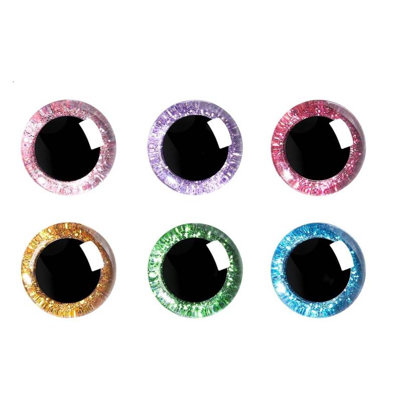 Ujjdwiurgh 120 Stk. 18mm 3D Glitzer Kunststoff-Sicherheitsaugen Runde Bastel- und Häkelpuppenaugen mit Unterlegscheiben, Plüschtieraugen Aus Kunststoff für DIY von Ujjdwiurgh