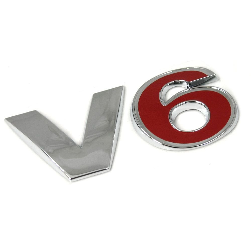 Volkswagen 1J0853675AAGQF Schriftzug V6 hinten Emblem Heckklappe Logo Chrom rot Volkswagen 1J0853675AAGQF Schriftzug V6 hinten Emblem Heckklappe Logo Chrom rot von Volkswagen
