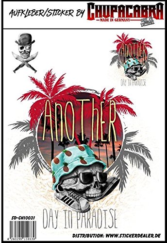 Aufkleber Another Day in Paradise Sticker Skull Palmen Fun Surfer Aufkleber Another Day in Paradise Sticker Skull Palmen Fun Surfer von stickerdealer_chupacabra