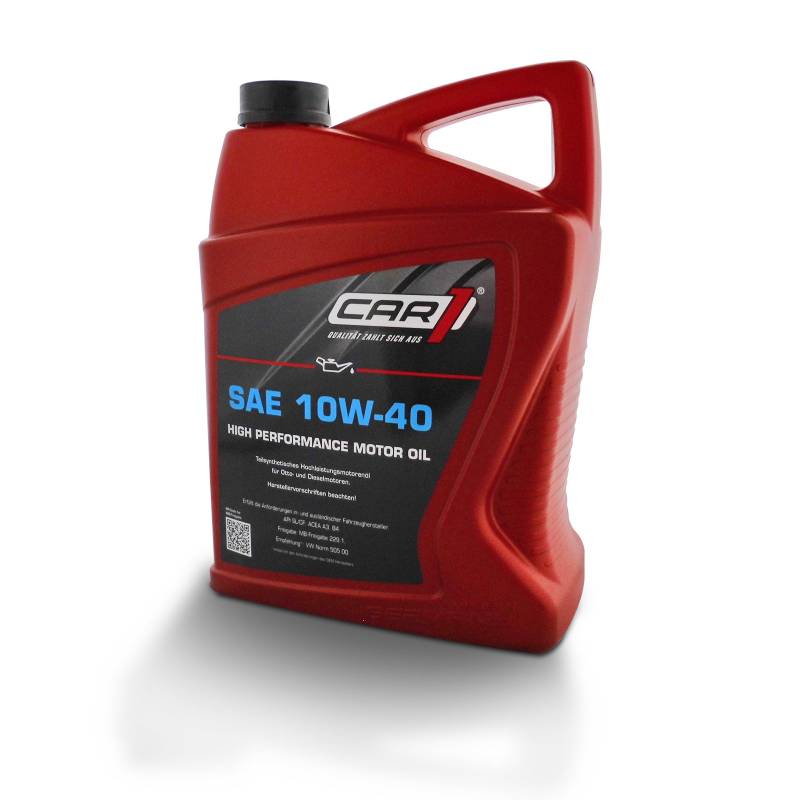 Unbekannt CAR1 Motoröl 10W-40 Leichtlauf High Performance Motor Motoren Öl Benzin Diesel Ottomotor Benzinmotor Dieselmotor Engine Oil 5L von CAR1