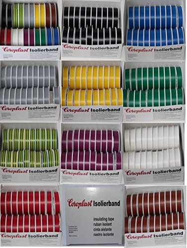 Coroplast Box verschiedene Farben VDE Isoband Elektriker Isolierband Klebeband 15mm x 10 m 20 Rollen (Gelb) von Unbekannt