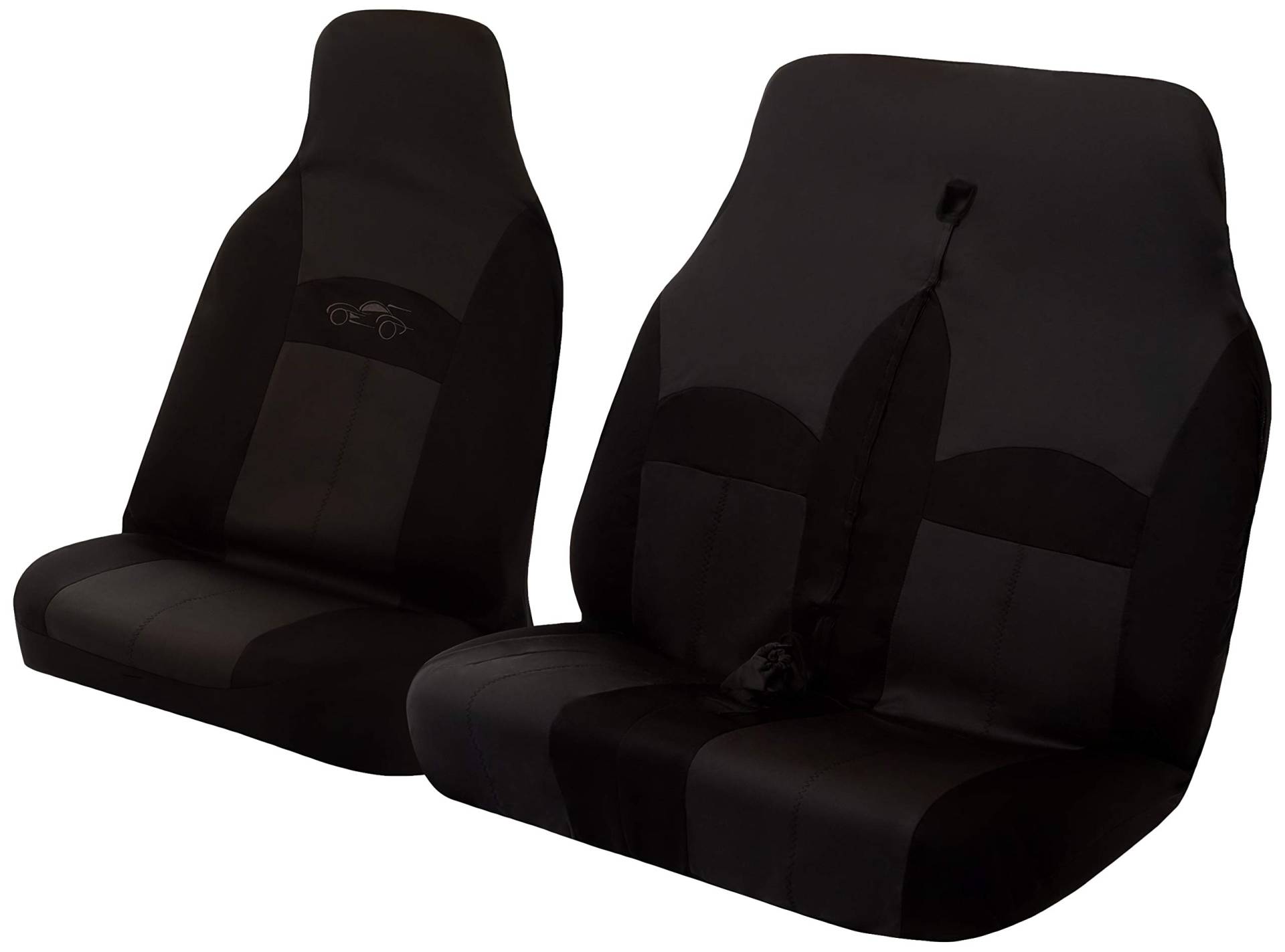 Cosmos Commercial Front Pair Sitzbezüge Single Driver und Double Passenger Covers mit Kopfstütze Covers Einfache Installation, Grau / Schwarz Farbe, 14022 Celsius von Cosmos