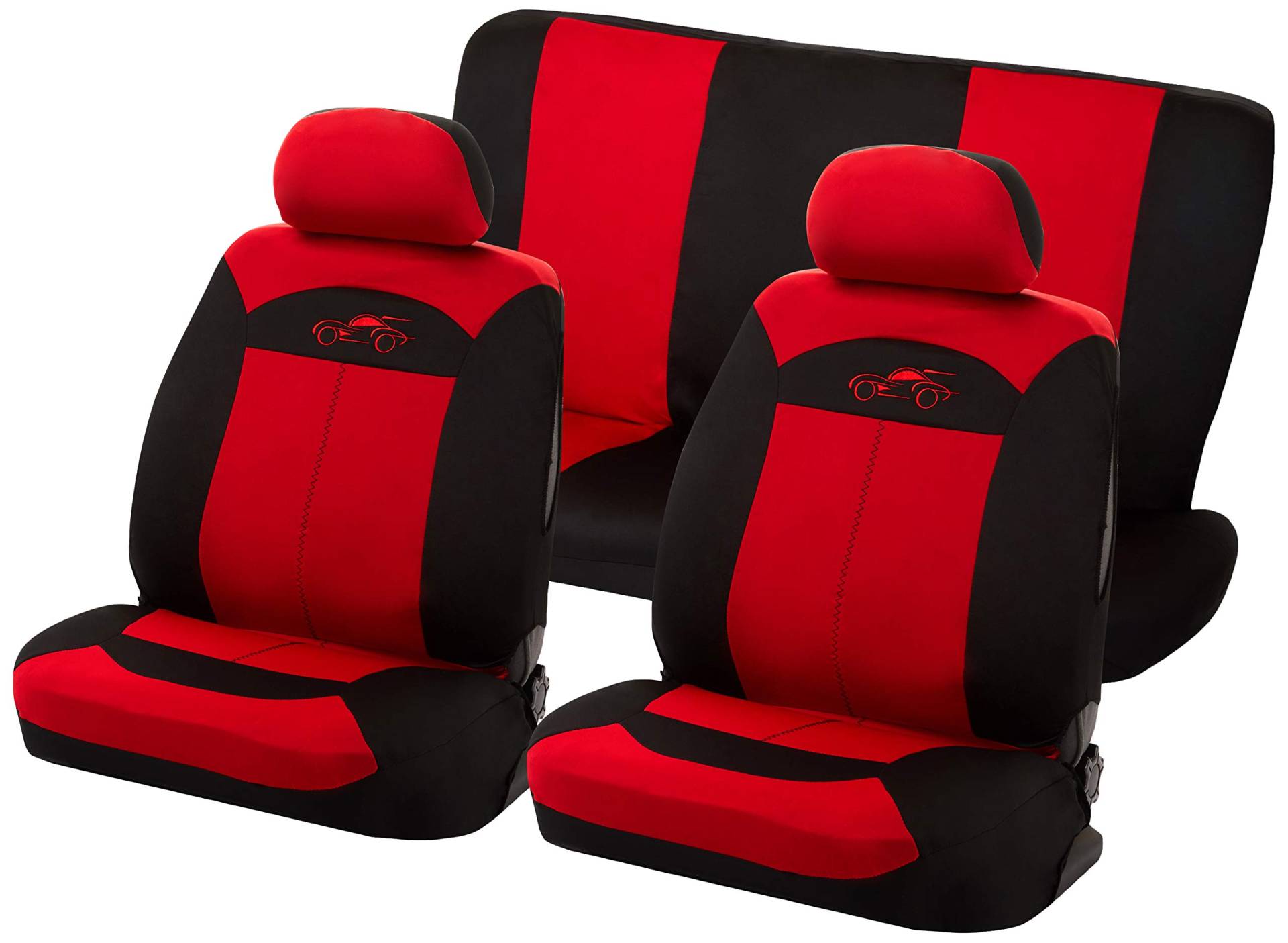 Cosmos Full Car Seat Covers Set Schützt den Sitz und wertet das Fahrzeuginnere auf Einfache Reinigung und Montage, Rot 14006 Celsius von Cosmos