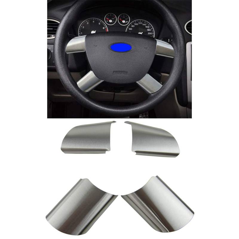 Unbekannt ALU Lenkrad Abdeckung / Clip Set 4-Teilig für Ford Focus II (MK2) 2004-2012, Aluminium, Silber von Unbekannt