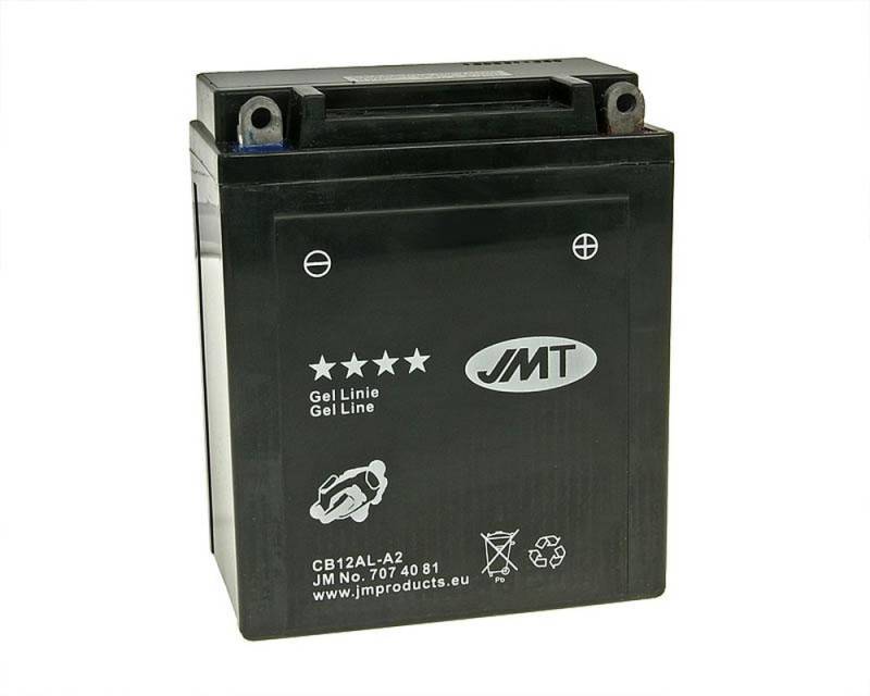 JMT Batterie 12 V 12 Ah (YB12AL-A2) [wartungsfrei & versiegelt] kompatibel für Yamaha XV 535 S H virago 2YL Bj. 1995-1997, XV535N Virago 3BR Bj. 1988-1997 von JMT