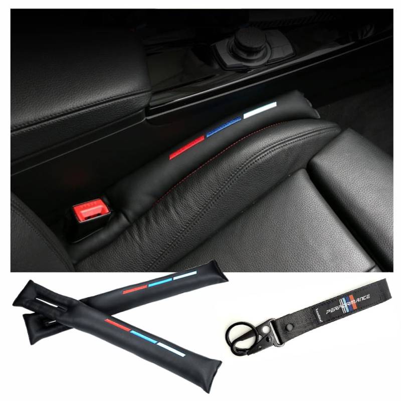 Kunstleder Autositz-Lückenfüller, Abstandshalter, Universal Sitzlückenfüller Stopfen für PKW, SUV, LKW (2 Pcs Lückenfüller für Autositze und 1Pcs Autoschlüsselkette) von Kenddeel