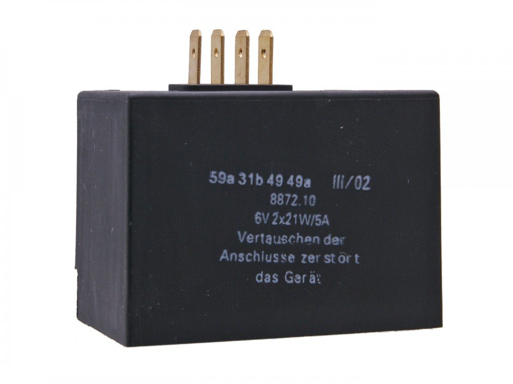 101_Octane Laderegler/Blinkgeber 6V 2x21W, 5A für Simson SR50 (1987-1995), Schwarz, Halogen, Kunststoff, Integrierter Blinkgeber von 101_Octane