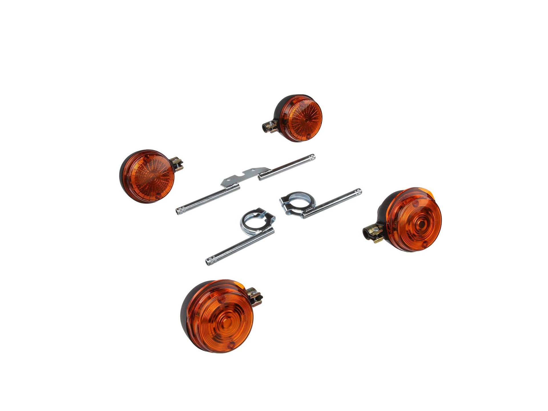 MZA Set: 4 Blinker rund komplett inkl. Blinkerträger verzinkt - für Simson S50, S51, S70 von MZA