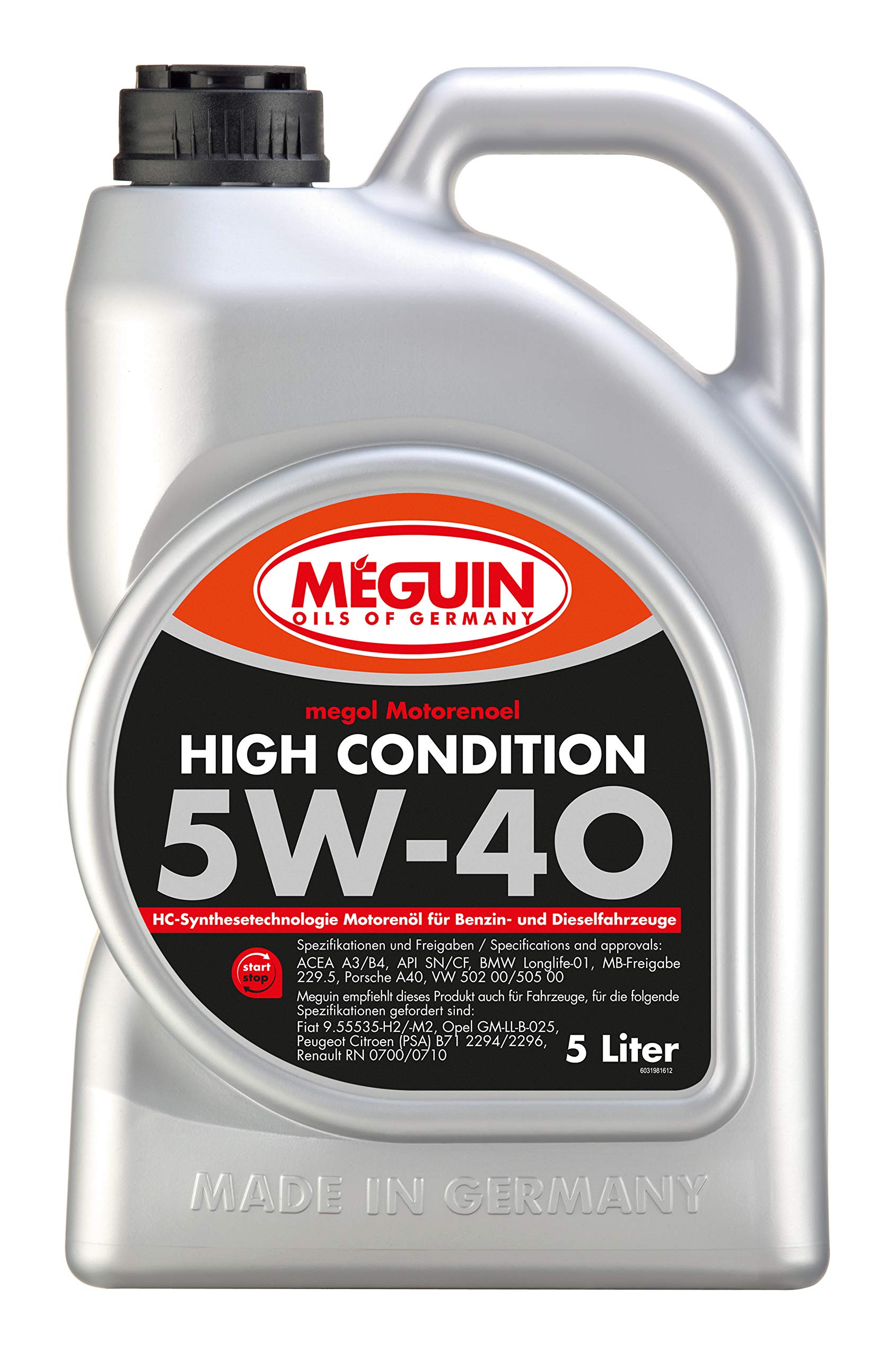 Meguin Megol High Condition SAE 5W-40 | 5 L | Synthesetechnologie Motoröl | Art.-Nr.: 3198 von Meguin