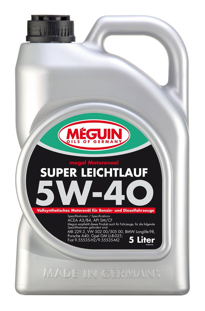 Meguin Megol Super Leichtlauf SAE 5W-40 vollsynthetisch | 5 L | vollsynthetisches Motoröl | Art.-Nr.: 4809 von Meguin