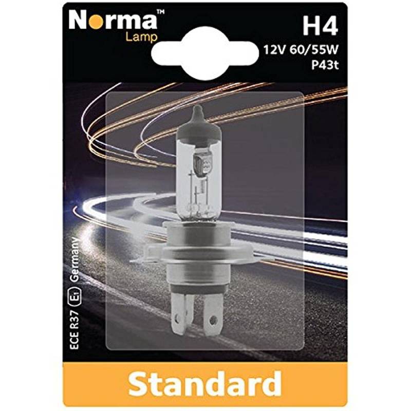 Norma 210611-201 H4 Halogen Scheinwerferlampe-Einzelblister 12 V 60/55 W P43t von Norma