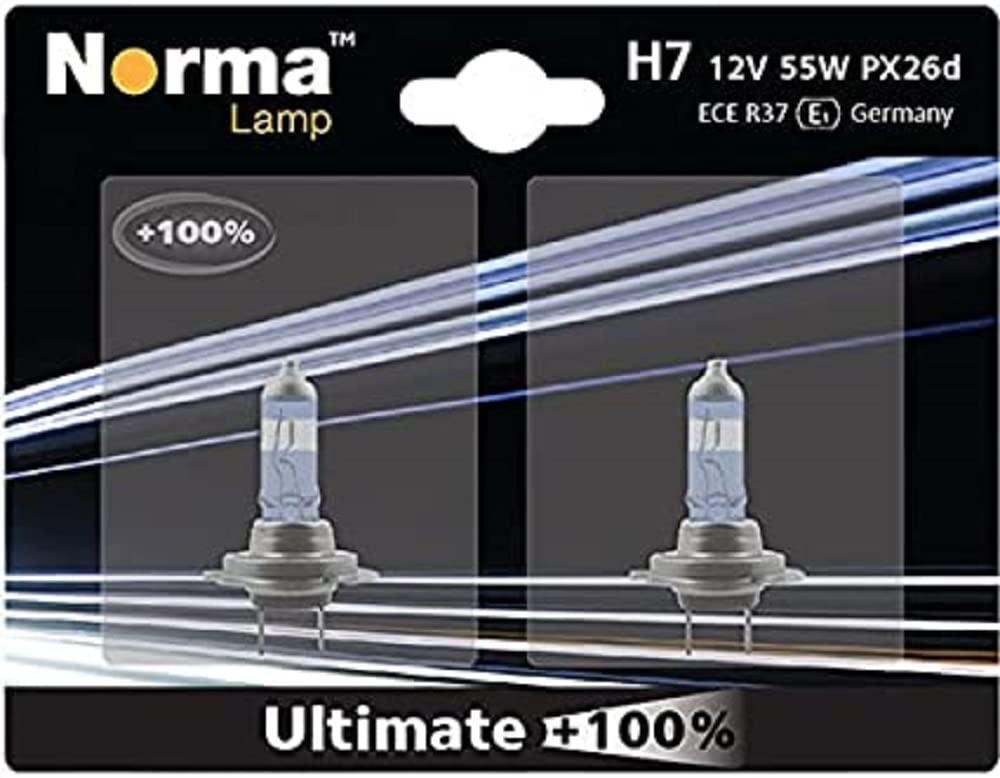 Norma 213607-202 H7 Halogen Scheinwerferlampe-Doppelblister Ultimate mit 100 Prozent 12 V 55 W PX26d von Norma