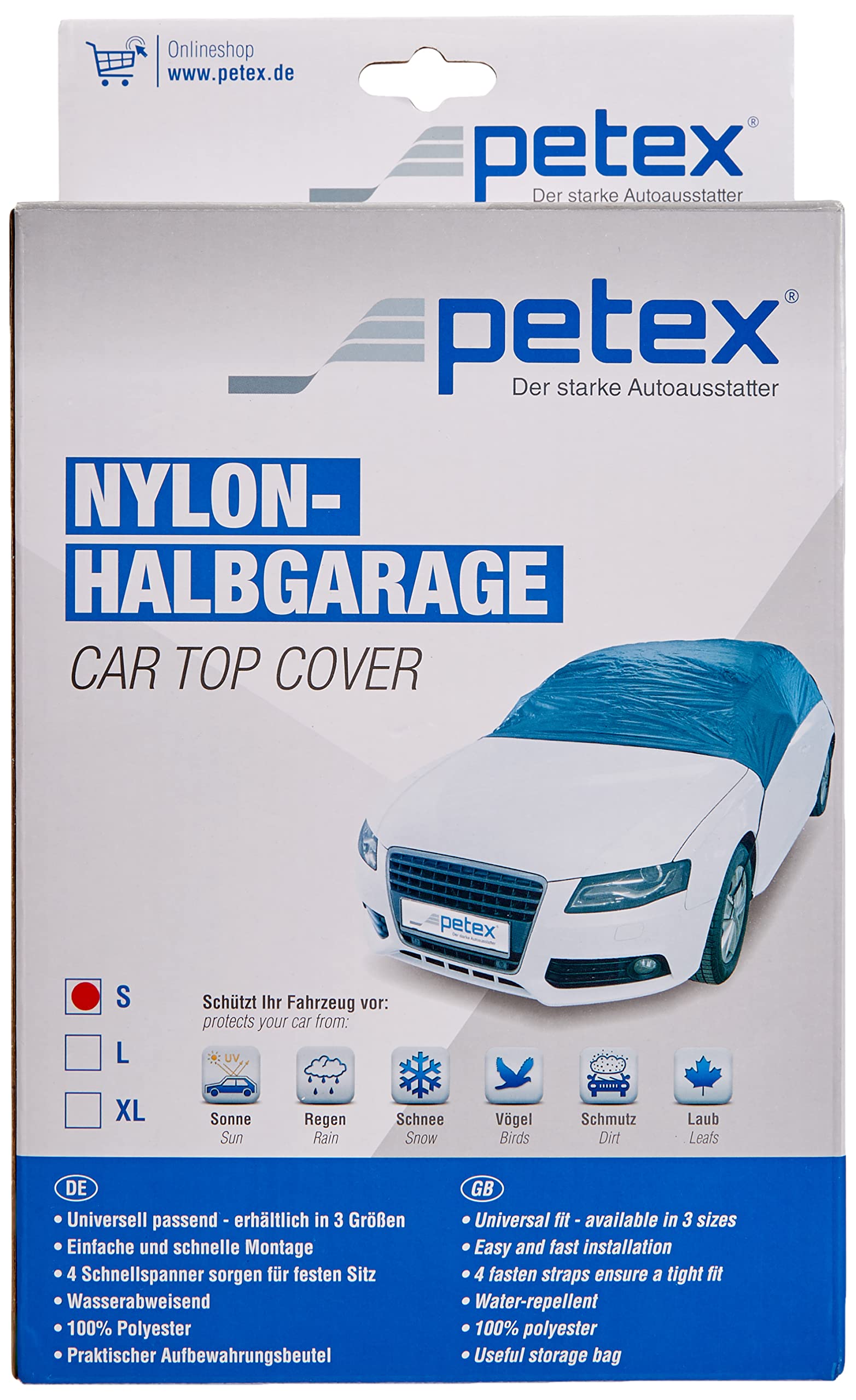 PETEX Nylon Halbgarage Größe S (ca 250 x 145 x 61 cm), blau von PETEX