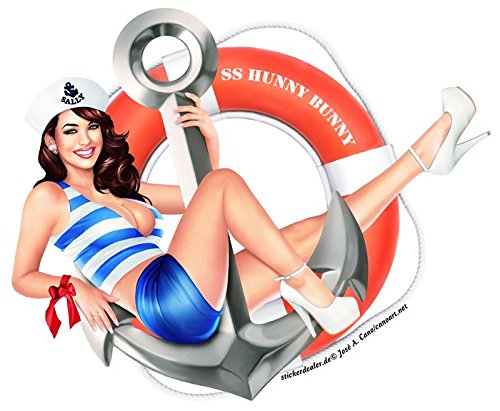 Unbekannt Pinup Aufkleber Sailor Girl Sticker Retro Vintage Noise Art Style ca. 12x10 cm Flugzeug Army Marine Autoaufkleber von Unbekannt