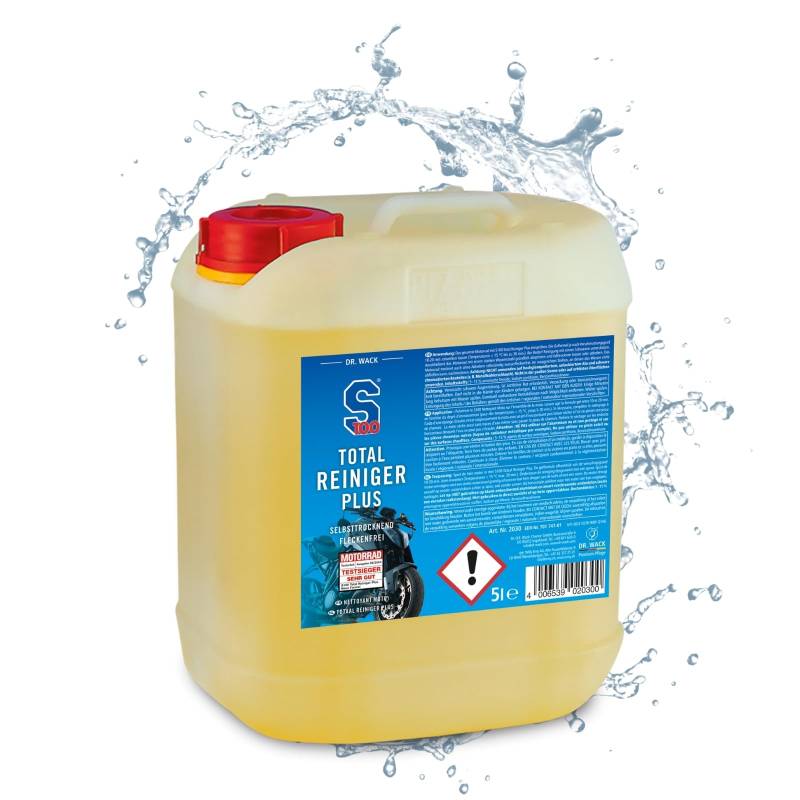 Dr. Wack - S100 Total Reiniger Plus 5 Liter - Effektiver Motorrad-Reiniger mit Gel-Formel - Schonende Reinigung von Verschmutzungen - Hohe Ergiebigkeit & Reinigungskraft - Hochwertige Motorradpflege von Dr. Wack