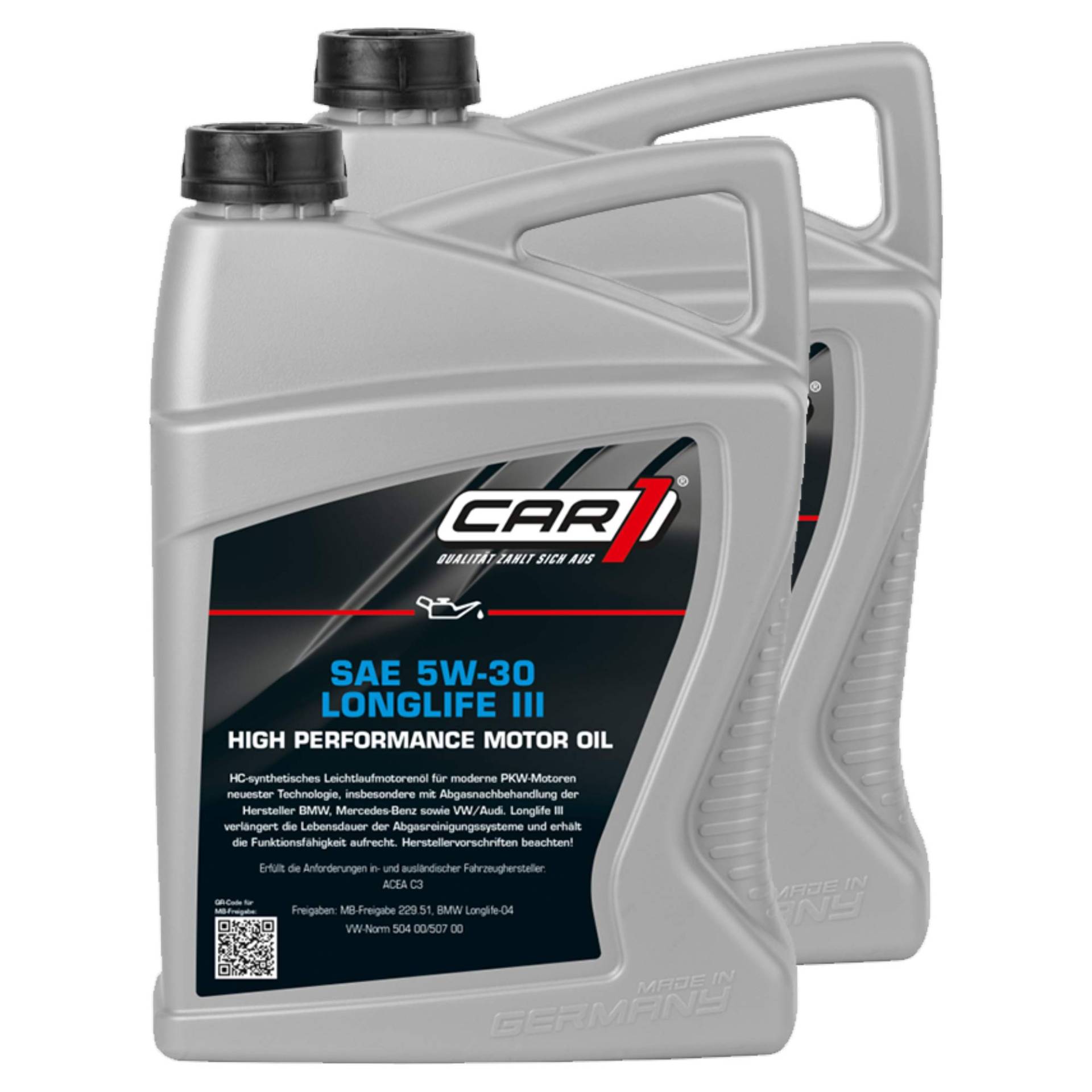 Unbekannt 2X Car1 Motoröl 5W-30 Longlife Leichtlauf High Performance Motor Motoren Öl Benzin Diesel Ottomotor Benzinmotor Dieselmotor Engine Oil 5L von Unbekannt