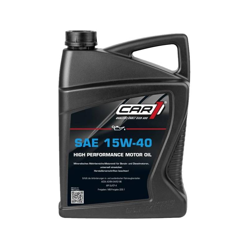 Unbekannt CAR1 Motoröl 15W-40 Multi High Performance Motor Motoren Öl Benzin Diesel Ottomotor Benzinmotor Dieselmotor Engine Oil 5L von Unbekannt