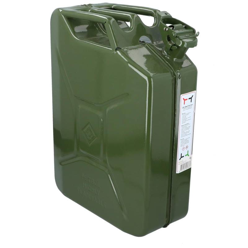 No Brand Benzinkanister 20 Liter - Stahl - Benzin und Wasser - UN-Zertifiziert für Gefährliche Flüssigkeiten - 35 x 16 x 46 cm - Grün von Motorola Nursery