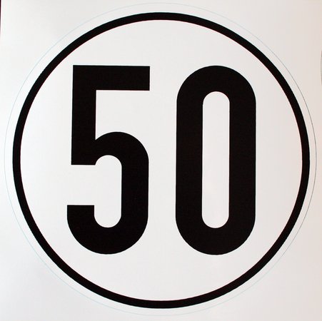 Unbekannt Geschwindigkeitsaufkleber 50 km/h, Hinweisschild für Kraftfahrzeuge (zulässige Höchstgeschwindigkeit), Durchm. 200 mm, zur Anbringung an das Fahrzeug 50 km/h von Unbekannt