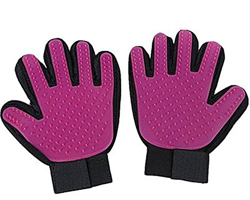 Unbekannt Pink Paws 2PCS Pet Bürste Handschuh Tierhaar Handschuh Fingerhandschuhe Bürste Fellpflegehandschuh Gummi mit Duschkopf Reinigen Haustier Grooming Für Hund Katze von Unbekannt