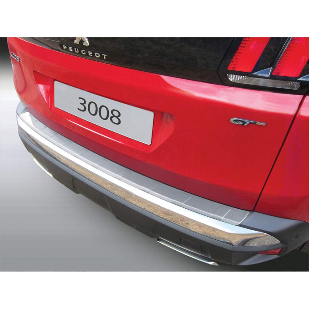 ABS Heckstoßstangenschutz kompatibel mit Peugeot 3008 II 2016- Silber 'Ribbed' von RGM