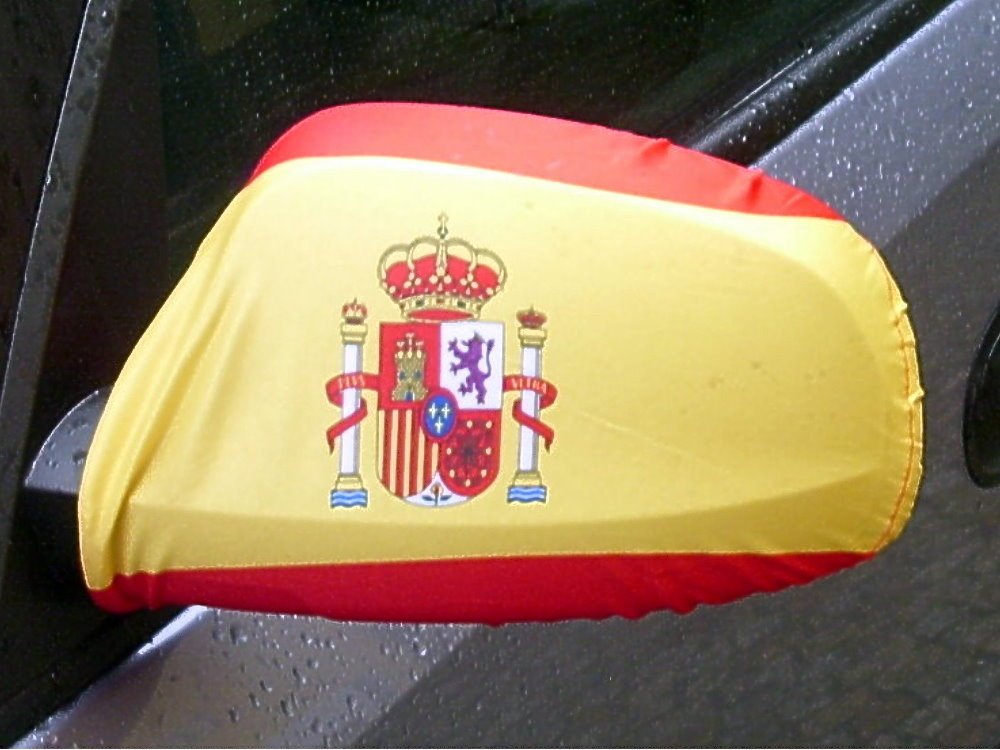 Unbekannt Spiegelflagge/Spiegelfahne Spanien mit Wappen 1 Paar, Auto/PKW Rückspiegel/Autospiegel Fahne/Flagge/Überzug/Socke Spiegelsocken von Unbekannt