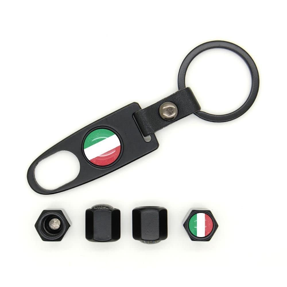 4 Stück Ventilkappen, mit Logo und Tür Schlüssel Italien – schwarz von Unbekannt
