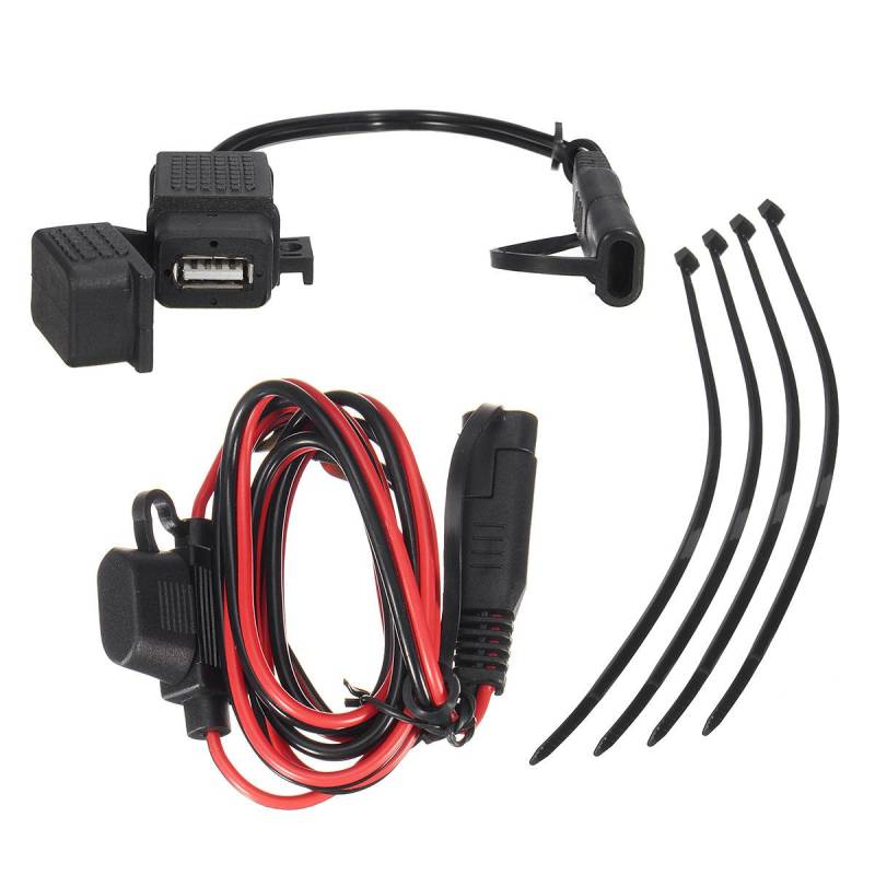 Wasserdicht SAE auf USB 2.1 A Kabel-Adapter und USB als Ladegerät-Set mit Inline-Sicherung für Motorrad von Unbekannt