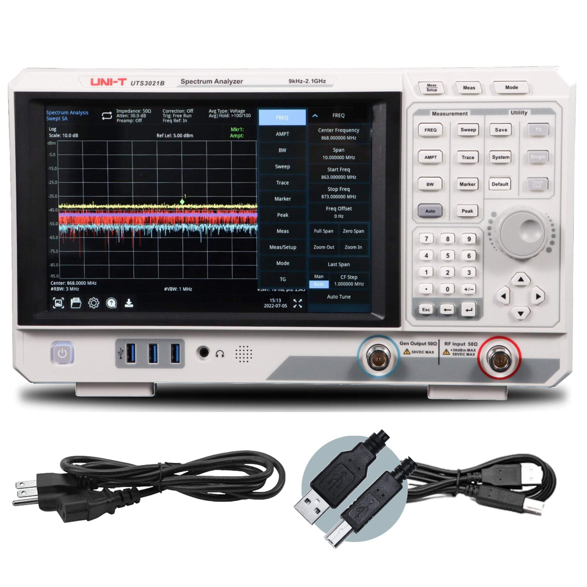 UNI-T UTS3021B Spektrumanalysator Touchscreen 9kHz~2,1GHz RBW 1Hz~3MHz 6x traces UNI-T UTS3021B Spektrumanalysator Touchscreen 9kHz~2,1GHz RBW 1Hz~3MHz 6x traces von Uni-T