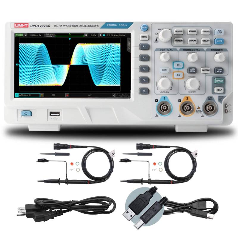 UNI-T UPO1202CS digitales Phosphoroszilloskop 2 Kanäle 200MHz 56Mpoints 500kwrfms 7"TFT LCD von UNI-TREND