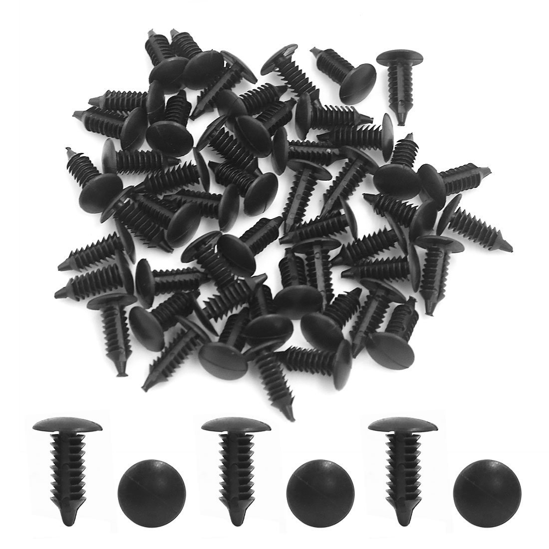 50 schwarze Kunststoffnieten für Autotüren, für 6 mm Loch von Unifizz