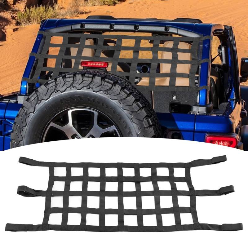 Unifizz Netz-Hängematte, kompatibel mit Jp Wrangler YJ TJ JK JL & Gladiator JT, Gepäcknetz, extra Stauraum, strapazierfähig, Schwarz von Unifizz