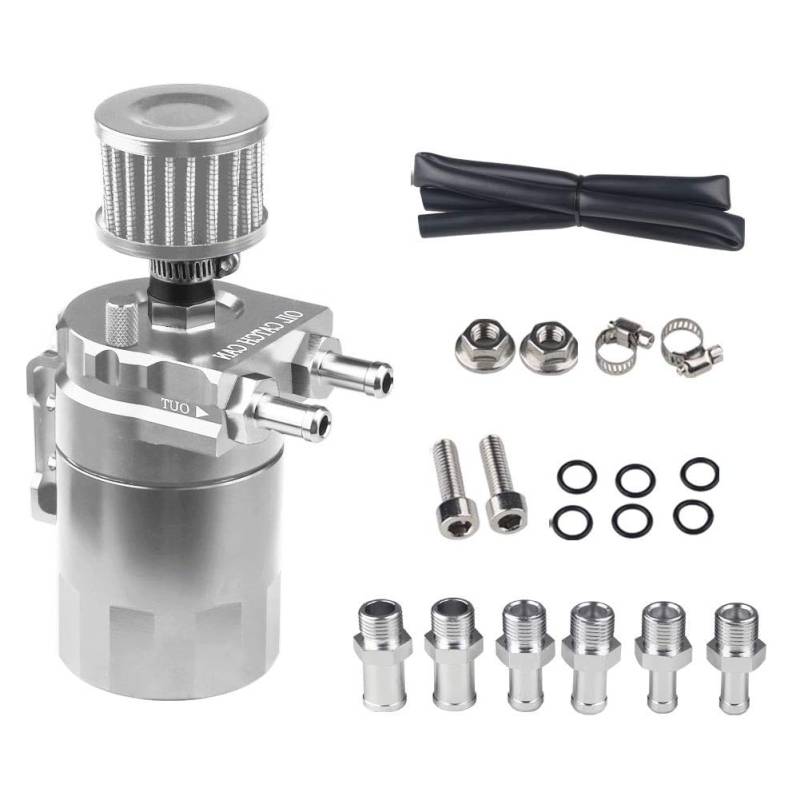 Unifizz Universal Silber Ölauffangbehälter Tank-Kit mit Entlüfter 300 ml Aluminium Politur Motorluft Benzinabscheider Tankbehälter-Kit von Unifizz