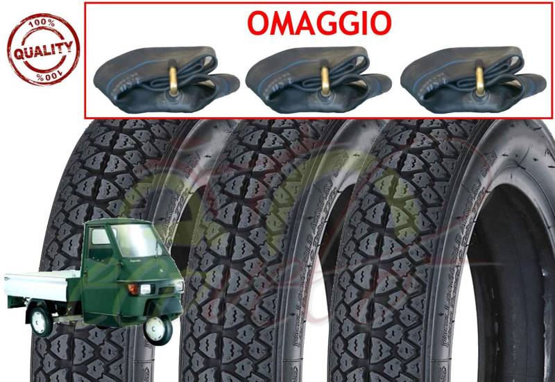 Union EGE10DMU Set 3 Reifen 100/90-10 + 3 Luftkammern für Piaggio Ape Scooter Vespa Vespa 61L Reifen Design M I C H E L I N von LZBBD