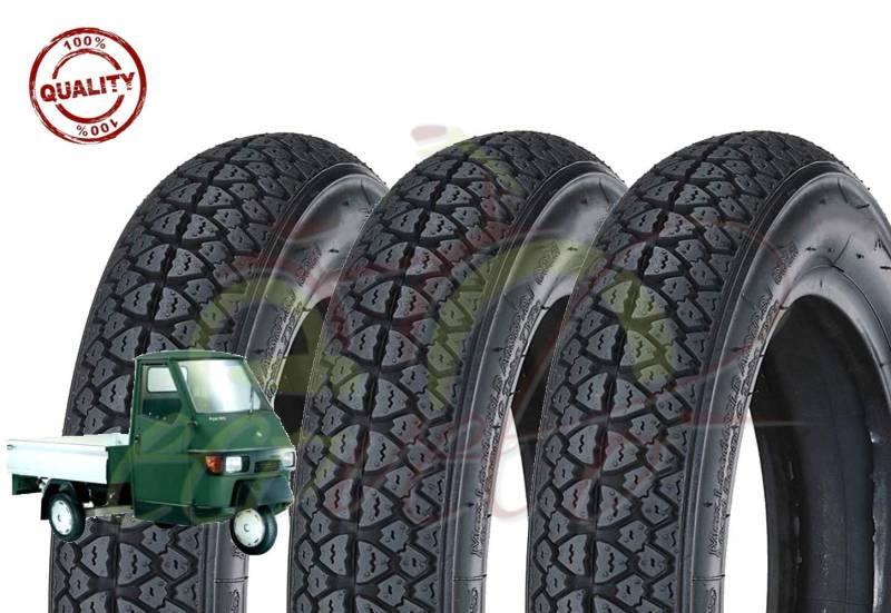 Union EGF10DMU Set mit 3 Reifen 100/90-10 für Piaggio Ape Scooter Vespa Vespa 61L Reifen Design M I C H E L I N von LZBBD