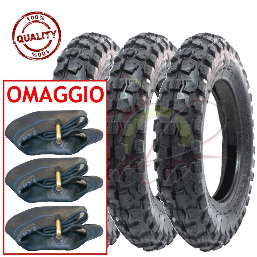 Union Tris 3 Reifen + 3 Luftkammern Cross 100/90-10 für Piaggio Ape 50 MINICROSS Mini Moto Scooter TASSELLATI 6PR TT GOMME COPERTONI Union Tris 3 Reifen + 3 Luftkammern Cross 100/90-10 für Piaggio Ape 50 MINICROSS Mini Moto Scooter TASSELLATI 6PR TT GOMME COPERTONI von Union