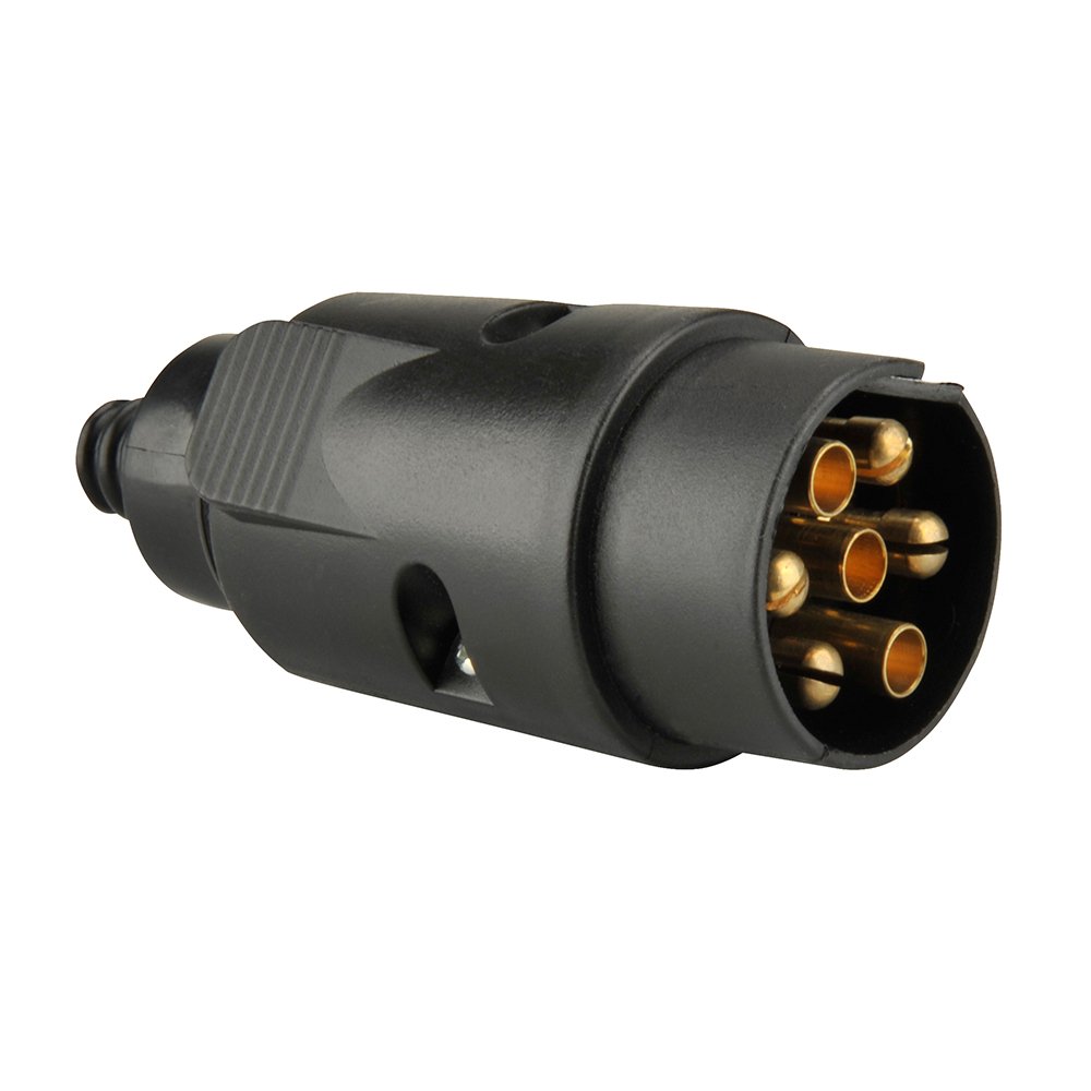 UNITEC Stecker 7-polig, Kunststoff, Schraubanschluss mit Zugentlastung, Belastbarkeit: 20 A bei 12 V, schwarz, 1 Stück von Unitec