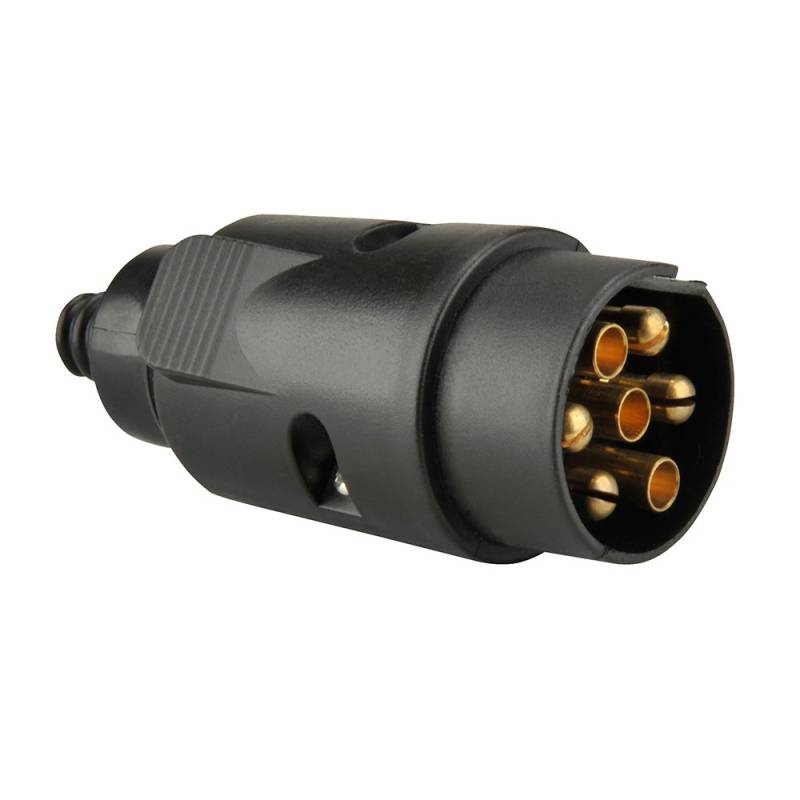 UNITEC Stecker 7-polig, Kunststoff, Schraubanschluss mit Zugentlastung, Belastbarkeit: 20 A bei 12 V, schwarz, 1 Stück von Unitec