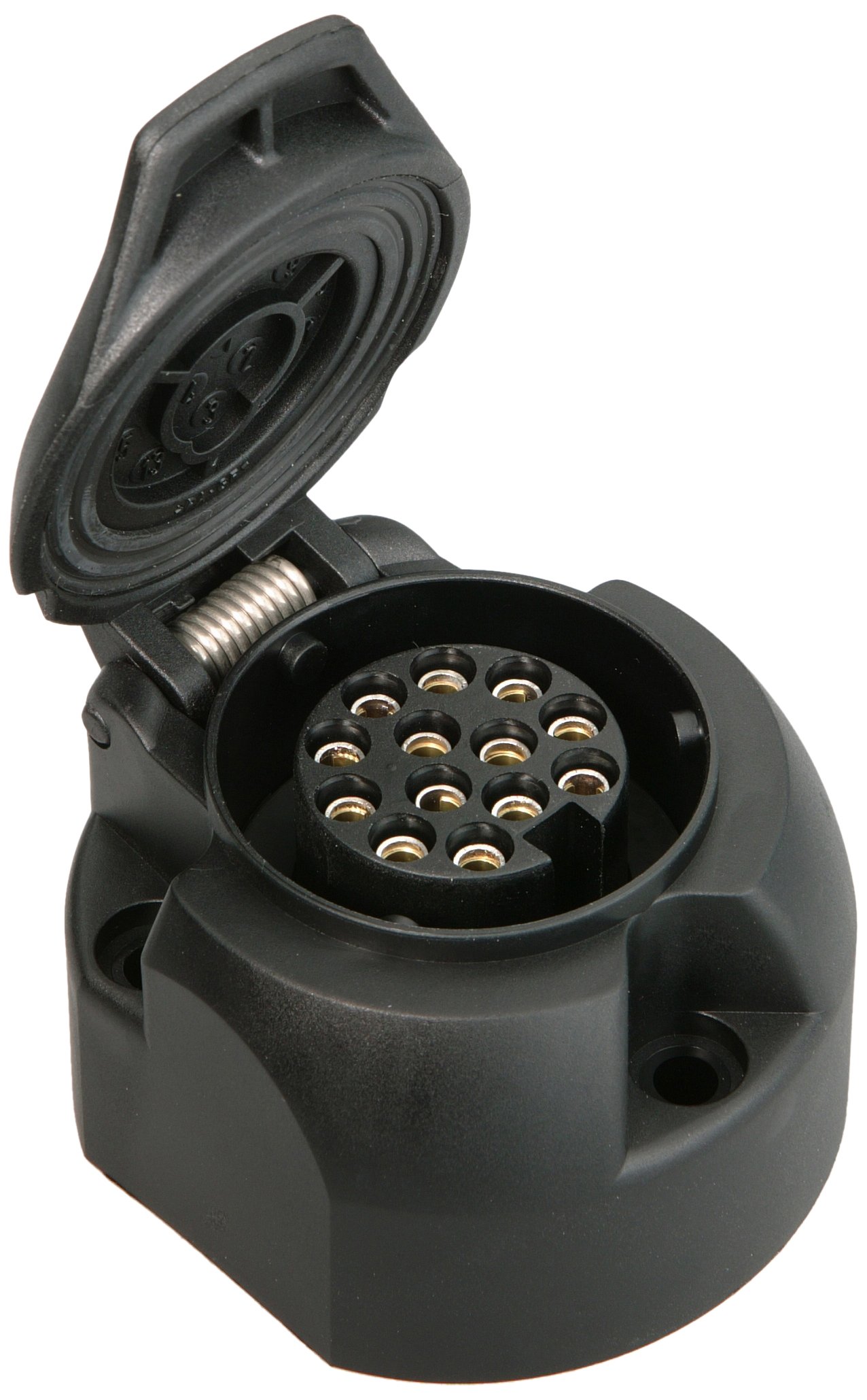 UNITEC Steckdose 13-polig, Kunststoff, Anhängersteckdose, mit Schraubanschluss und Klappdeckel, wasserdicht, IP54, Belastbarkeit: 20 A bei 12 V, schwarz, 1 Stück UNITEC Steckdose 13-polig, Kunststoff, Anhängersteckdose, mit Schraubanschluss und Klappdeckel, wasserdicht, IP54, Belastbarkeit: 20 A bei 12 V, schwarz, 1 Stück von Unitec