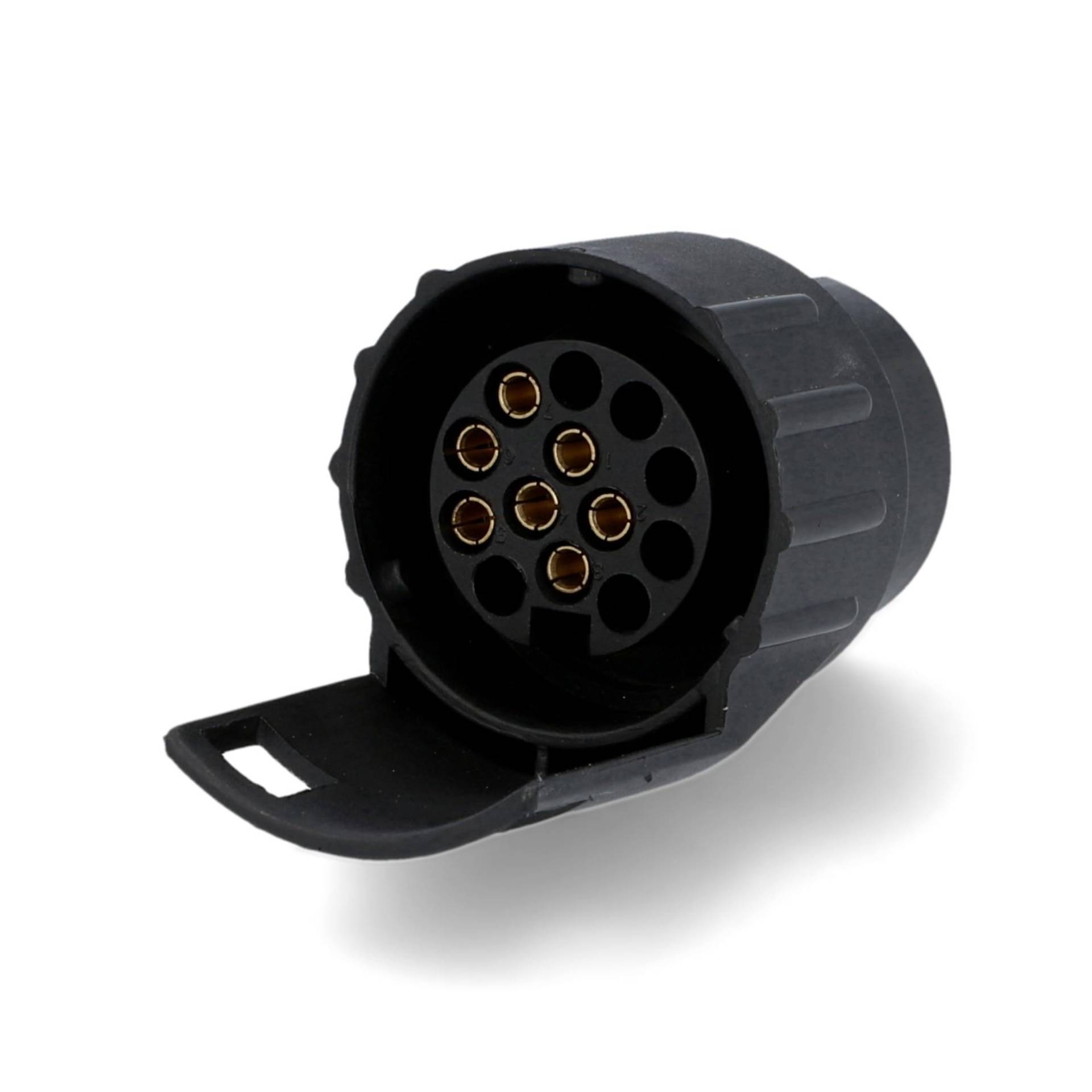 UNITEC Kurzadapter, 7 auf 13-polig, kompakter Miniadapter, einfache Verbindung zwischen Anhänger und Fahrzeug, belastbar bis 20 A, ISO 1724 und 11446, schwarz, 1 Stück von Unitec
