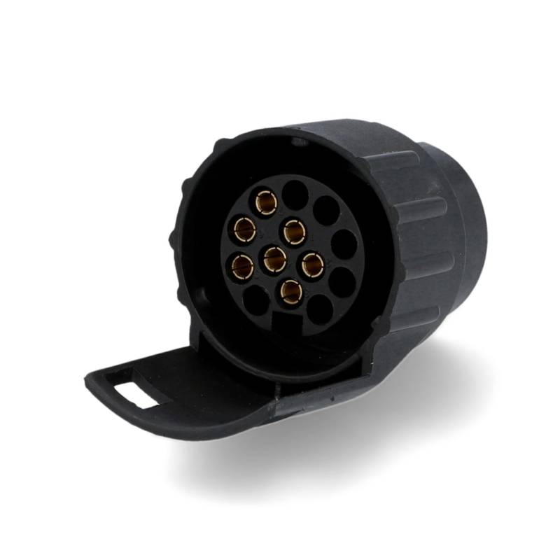 UNITEC Kurzadapter, 7 auf 13-polig, kompakter Miniadapter, einfache Verbindung zwischen Anhänger und Fahrzeug, belastbar bis 20 A, ISO 1724 und 11446, schwarz, 1 Stück von Unitec