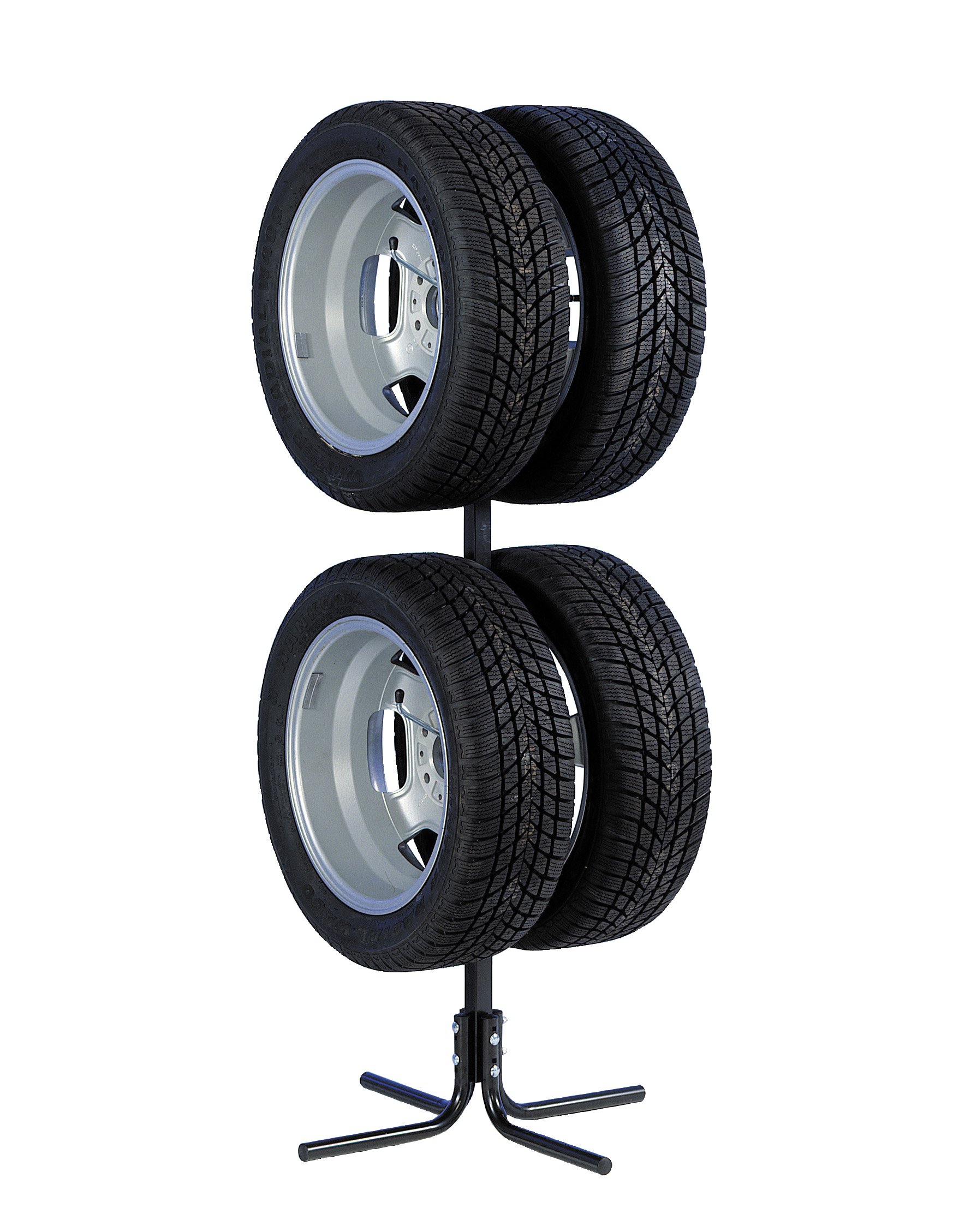 cartrend Felgenbaum und Reifenbaum für 4 PKW-Felgen oder Reifen, platzsparend in Garage und Keller, für Reifen / Felgen von 10 - 43,2 cm (17 Zoll), Schwarz von cartrend