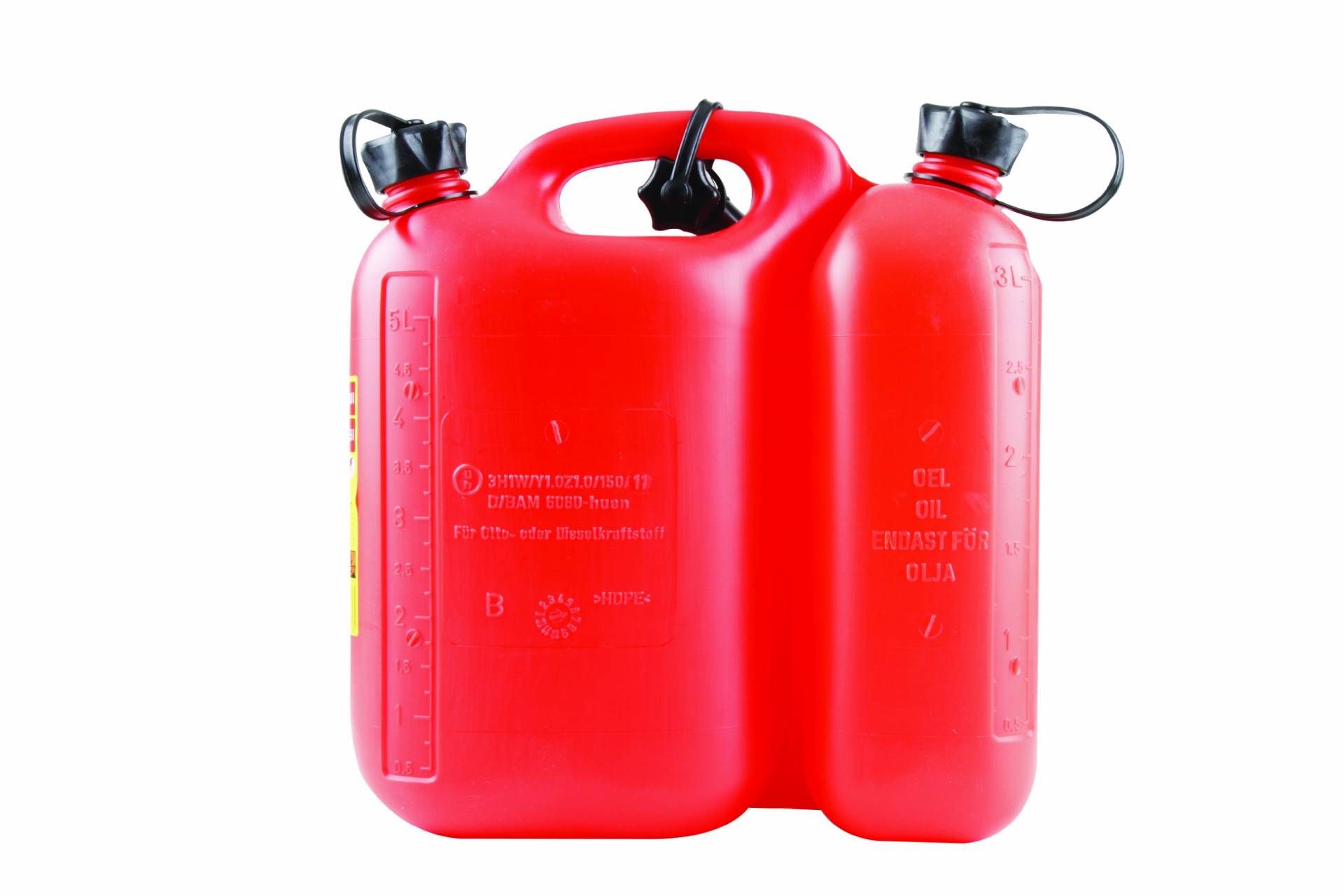 cartrend Doppelkanister für Kraftstoffe, 2 in 1, 5 Liter und 3 Liter, Kunststoff von Unitec