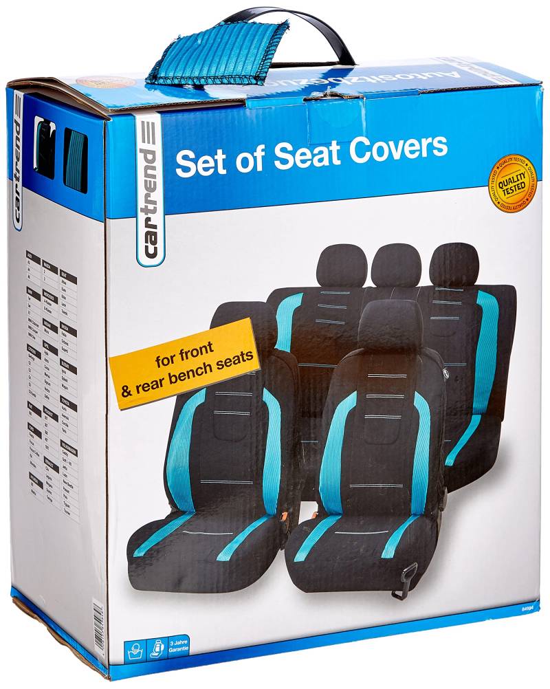 UNITEC Sitzbezugset Fashion Iceblue 14-teilig, Autositzbezüge KFZ Sitzbezüge Auto Autositze Tuning Auto Sitze Style von Unitec