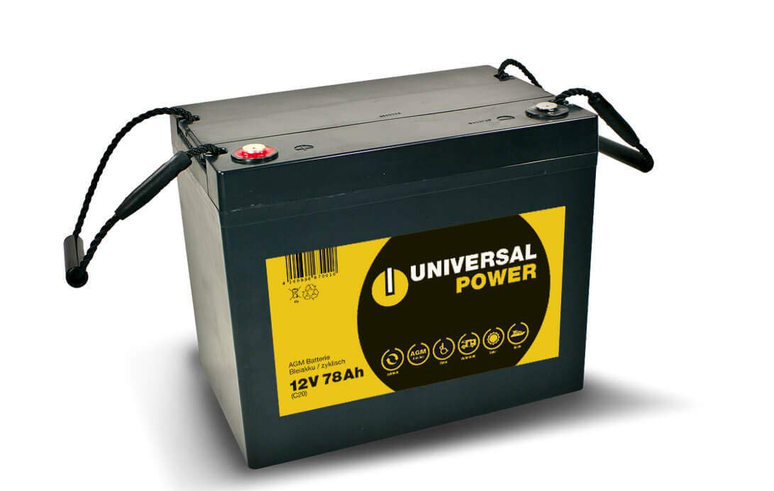 Universal Power 12-75 12V 78Ah (C20) AGM Solarbatterie, Wohnmobilbatterie von Universal Power Grip