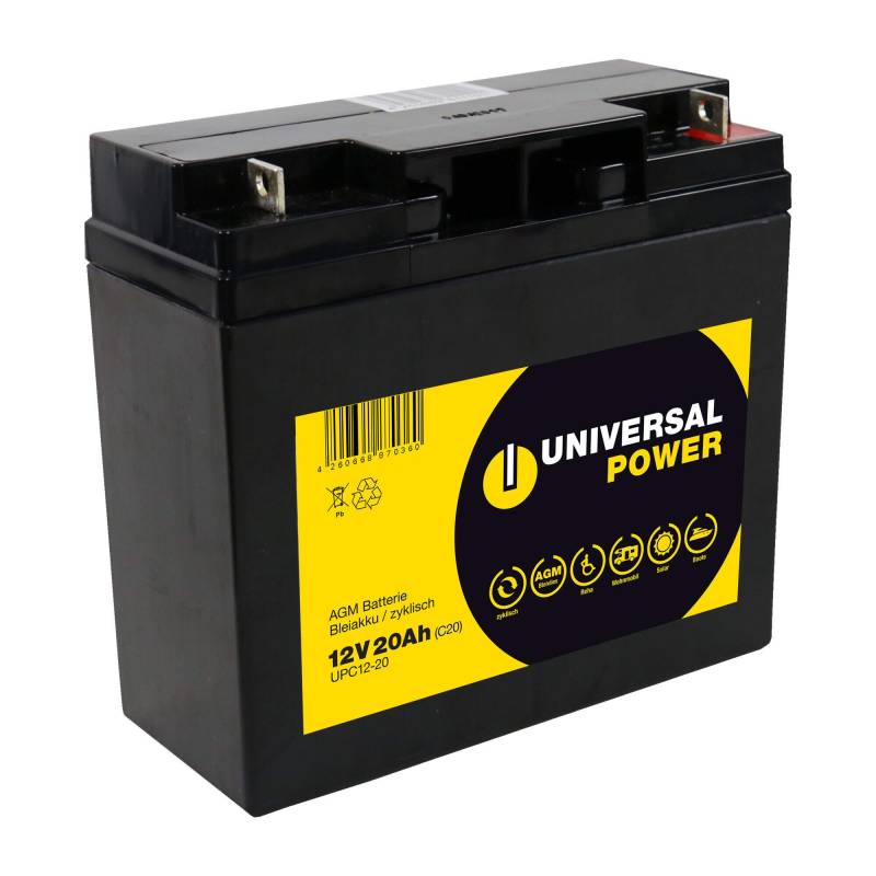 Universal Power AGM 12V 20Ah Batterie für Reha-Technik Boote Wohnmobile von Universal Power Grip