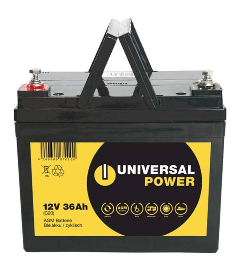 Universal Power AGM UPC12-36 12V 36Ah (C20) AGM Batterie zyklenfest wartungsfrei von Universal Power Grip