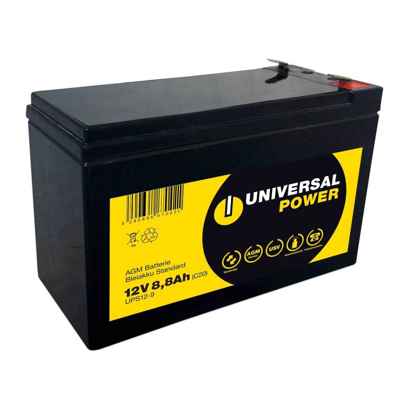 Universal Power AGM UPS12-9 12V 8,8Ah AGM Batterie USV Akku wartungsfrei von Universal Power Grip