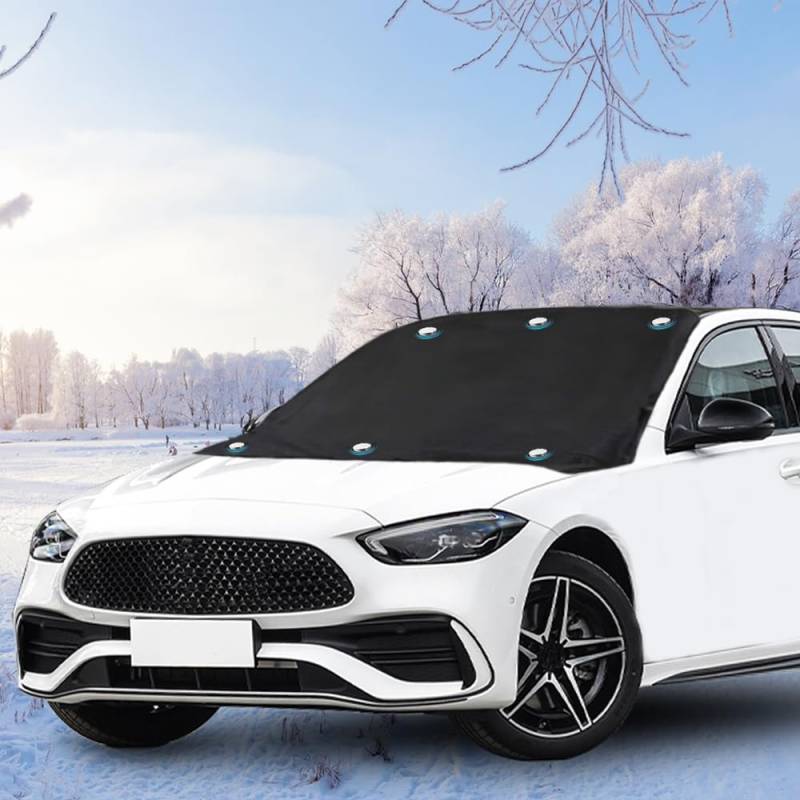 Uoimky Frontscheibenabdeckung, Faltbare Auto Scheibenabdeckung mit Magnet Winter Windschutzscheibe Abdeckung Auto Frontscheibe Eisschutzfolie gegen Schnee, Frost, EIS, UV, Staub, 206 x 116cm von Uoimky
